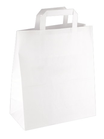  Papiertasche mit Flachhenkel weiß