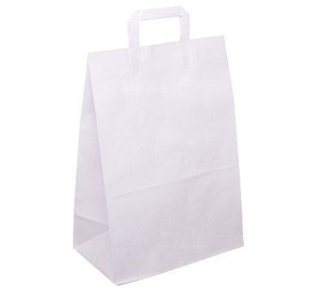 Papiertasche mit Flachhenkel weiß