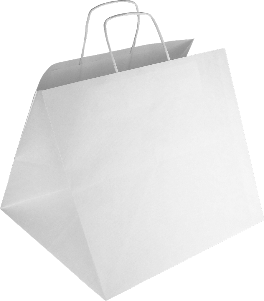 Papiertasche mit Papierkordel EKO PLUS weiß - PIZZABAG / SUSHI BAG.