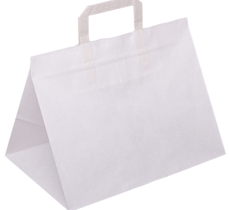 Papiertasche mit Flachhenkel weiß
